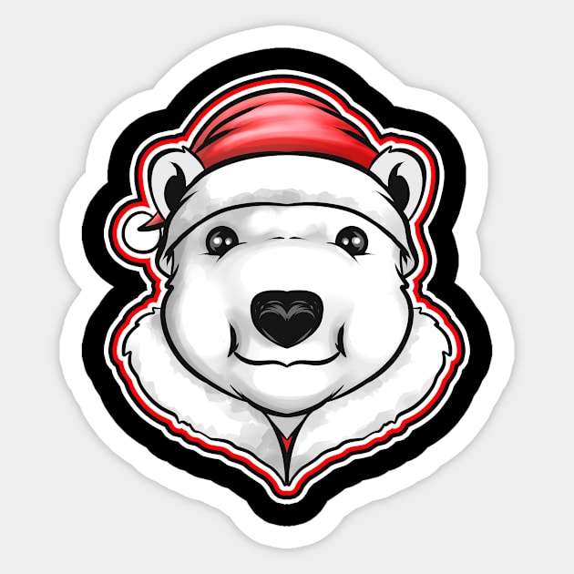 Polar Bear With Santas Hat For Christmas Sticker by SinBle